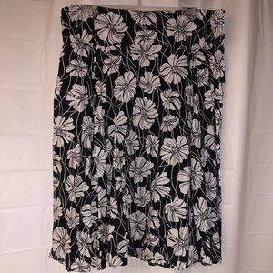 Black and White Floral Midi Skirt.